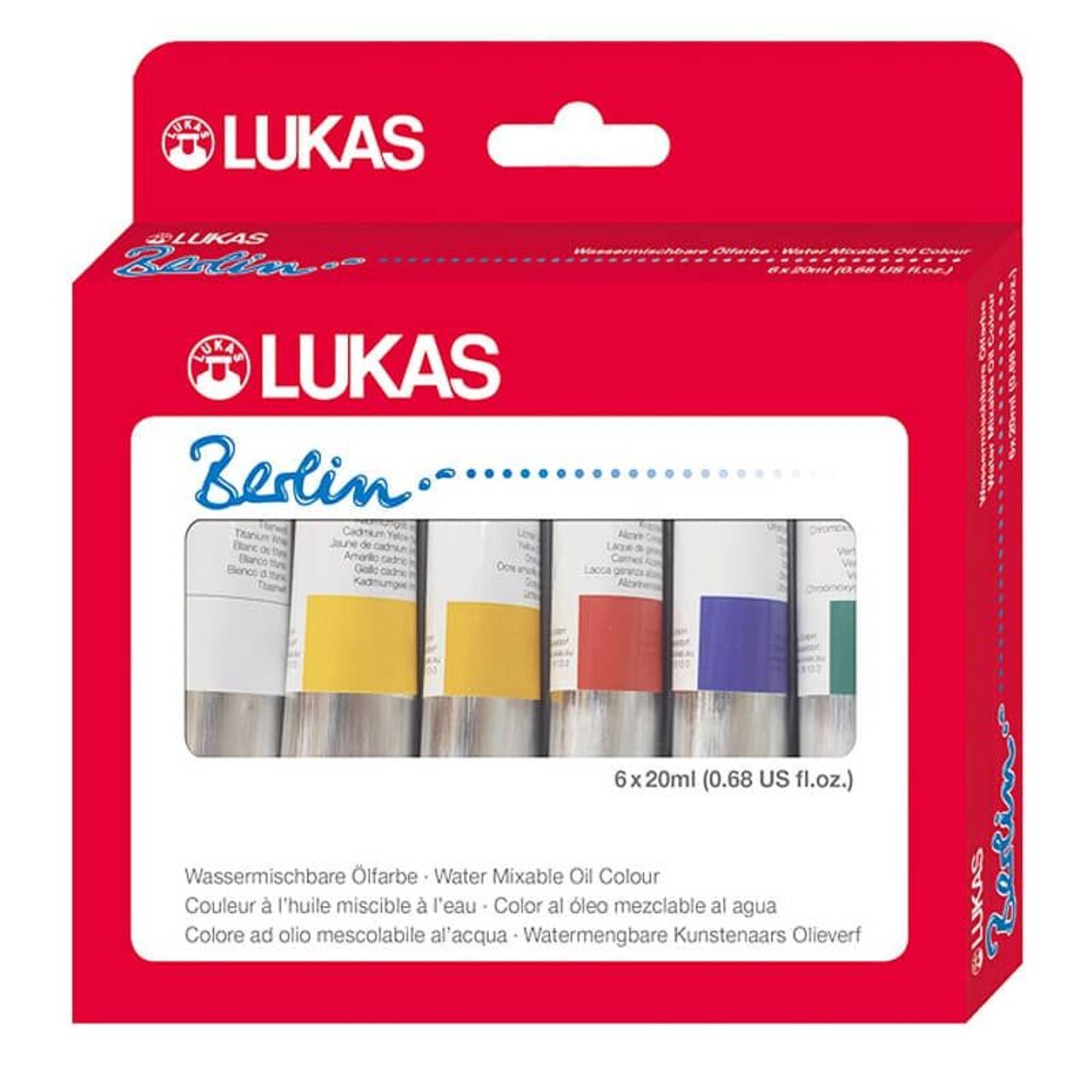 Lukas Berlin Pro Artists Water Mixable Oil Paint, Smooth Consistency with Beeswax, Lightfast Pigments, Quick Drying, Easy Clean-Up, Eco-Friendly, Professional Quality, 40 Color Range